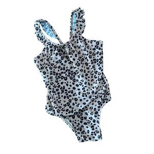 GAP Girls Leopard Print One Piece Swim Suit Bathing Suit Size 4T Ruffle Strap